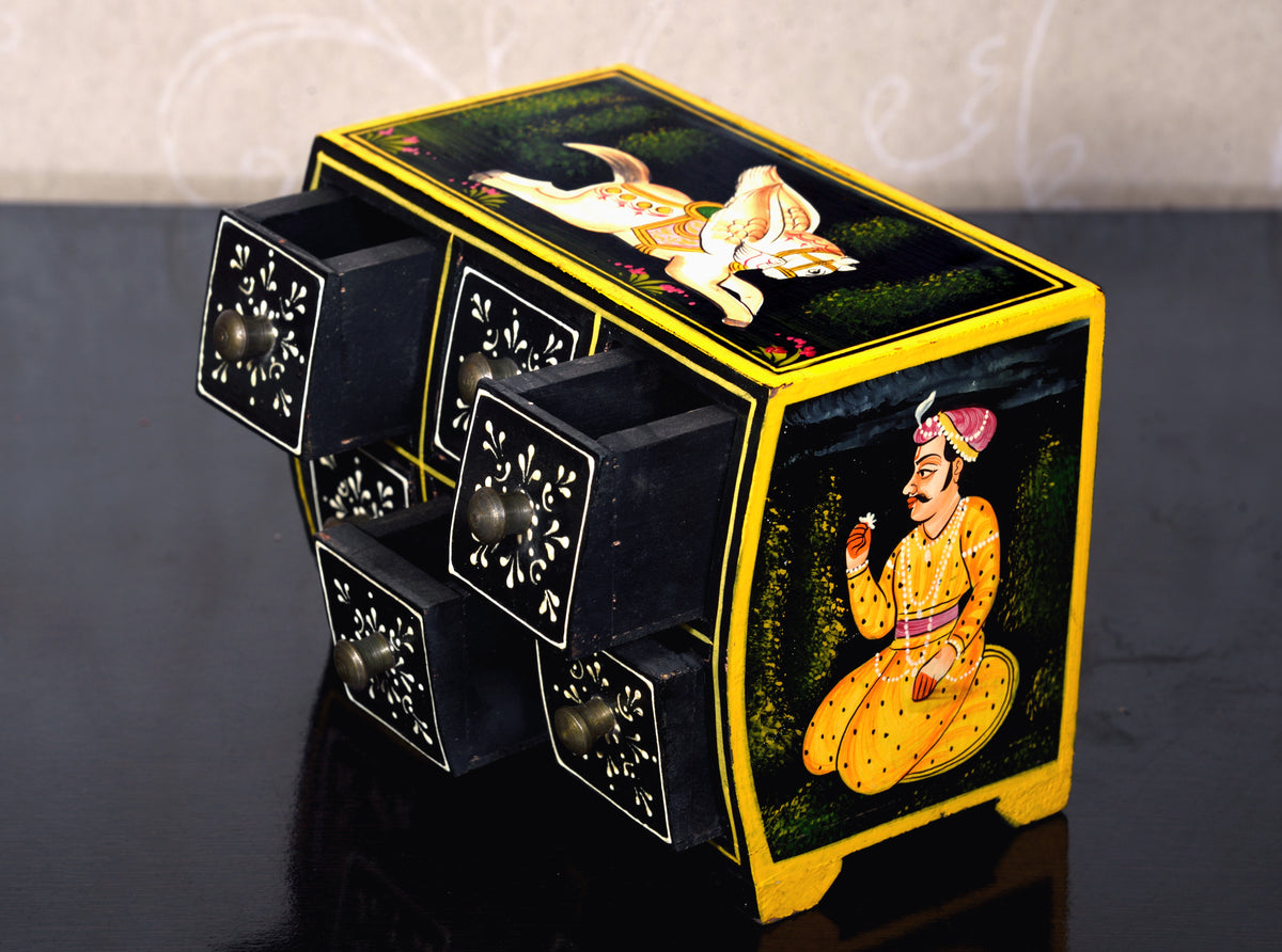 Handpainted Rajput Jewelry Box, Pichwai Painting, Indian Handicraft