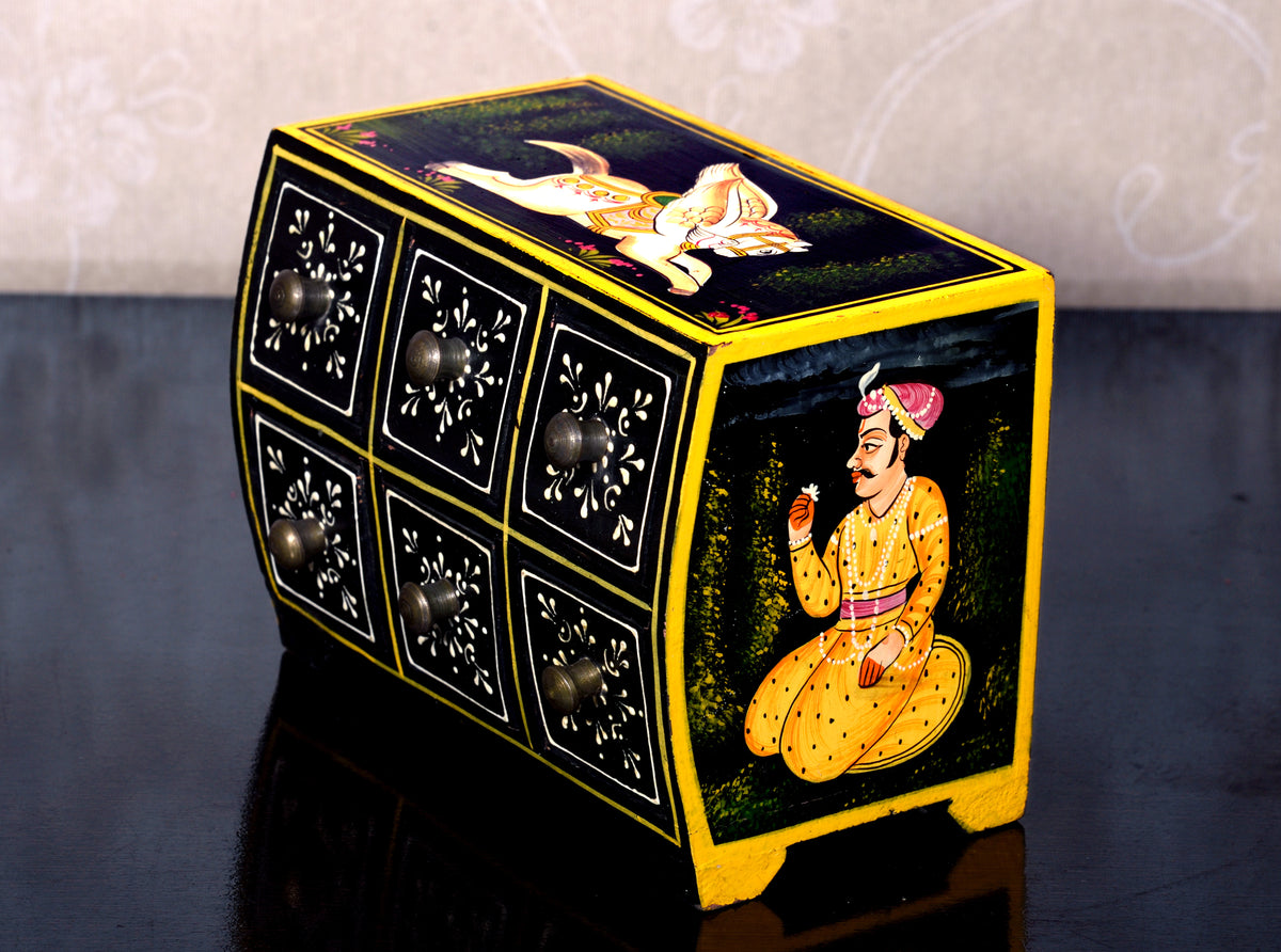 Handpainted Rajput Jewelry Box, Pichwai Painting, Indian Handicraft