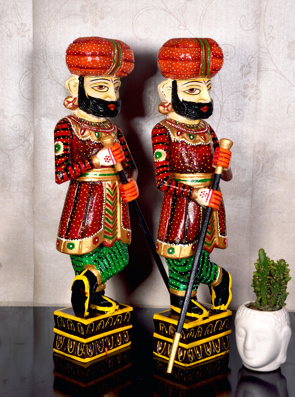 Handicraft Wooden Royal Guard Set, Rajasthani Darbaan Chowkidars