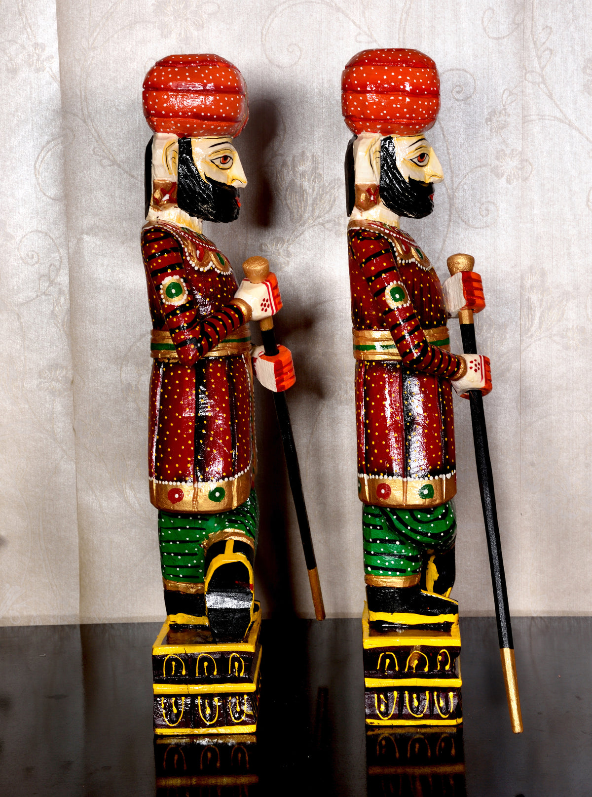 Handicraft Wooden Royal Guard Set, Rajasthani Darbaan Chowkidars
