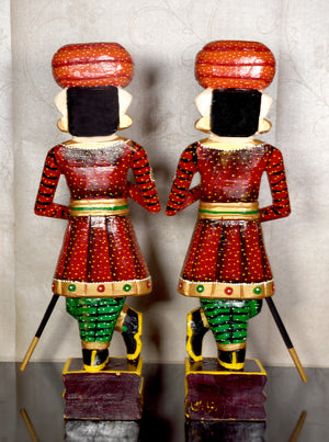 Handicraft Wooden Royal Guard Set, Rajasthani Darbaan Chowkidars