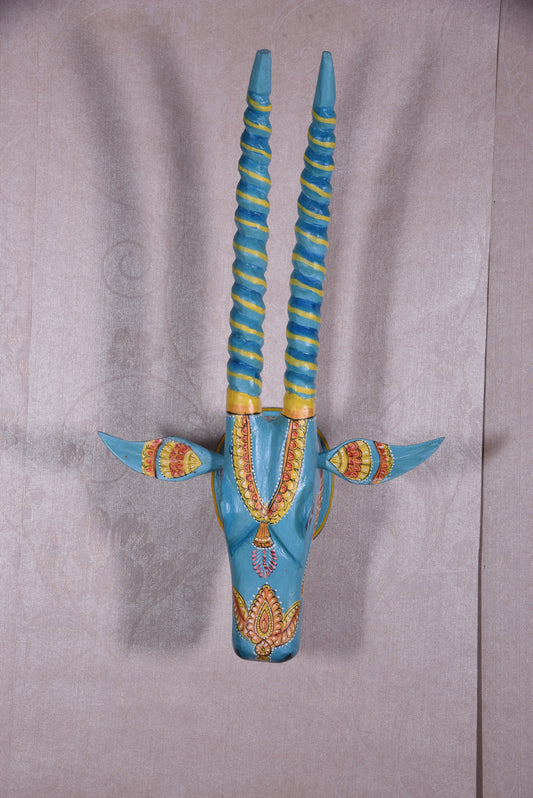 Handmade Wooden Deer Head Wall Hanging, Good Luck Charm, Deer Wall Art