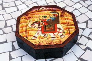 Handpainted Elephant Wooden Box, Indian Spice Container, Trunk Box, Storage Box
