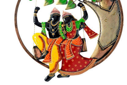 Radha Krishna Swing Metal Wall Decor for Bedroom & Living Room