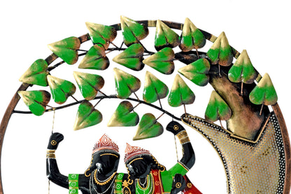 Radha Krishna Swing Metal Wall Decor for Bedroom & Living Room