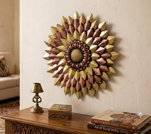 Craftowl Metal Flower Wall Decor Antique Sunburst Art for Living Room, Bedroom & Office