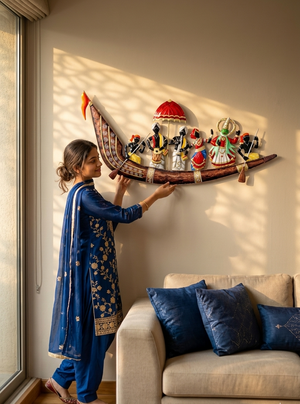 Metal Indian Musician Ship Metal Wall Art | Handmade Rajasthani Home Decor