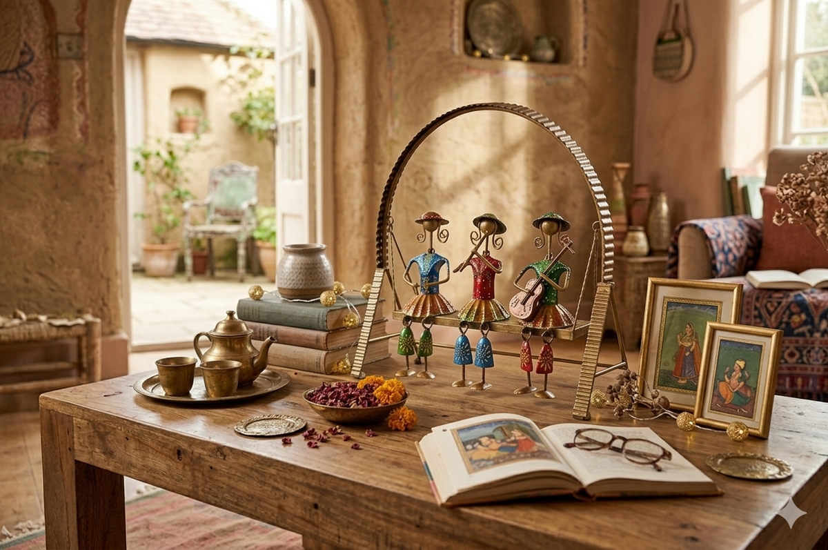 Emboss Musician Dolls Swing Tabletop Showpiece for Home Decor