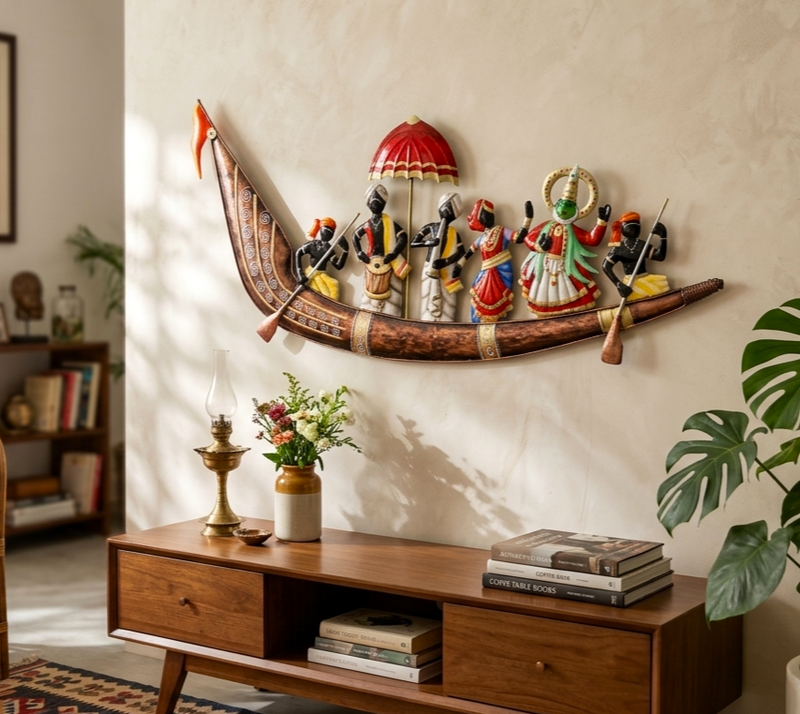 Metal Indian Musician Ship Metal Wall Art | Handmade Rajasthani Home Decor