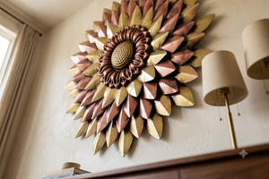 Craftowl Metal Flower Wall Decor Antique Sunburst Art for Living Room, Bedroom & Office