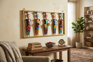 Traditional Wrought Iron Rajasthani Tribal Musicians Wall Hanging Showpiece (Multicolor)