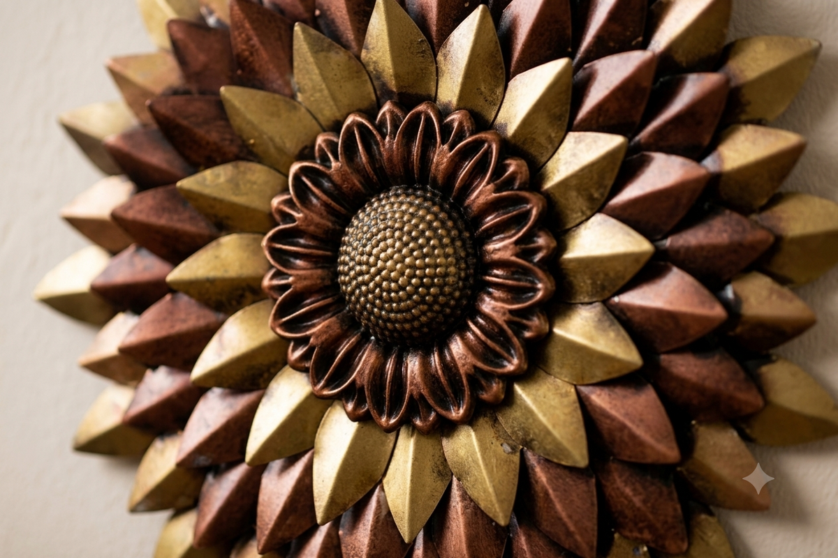 Craftowl Metal Flower Wall Decor Antique Sunburst Art for Living Room, Bedroom & Office