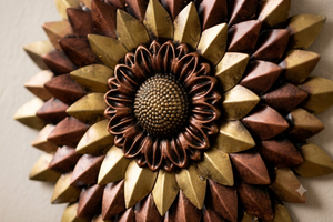 Craftowl Metal Flower Wall Decor Antique Sunburst Art for Living Room, Bedroom & Office