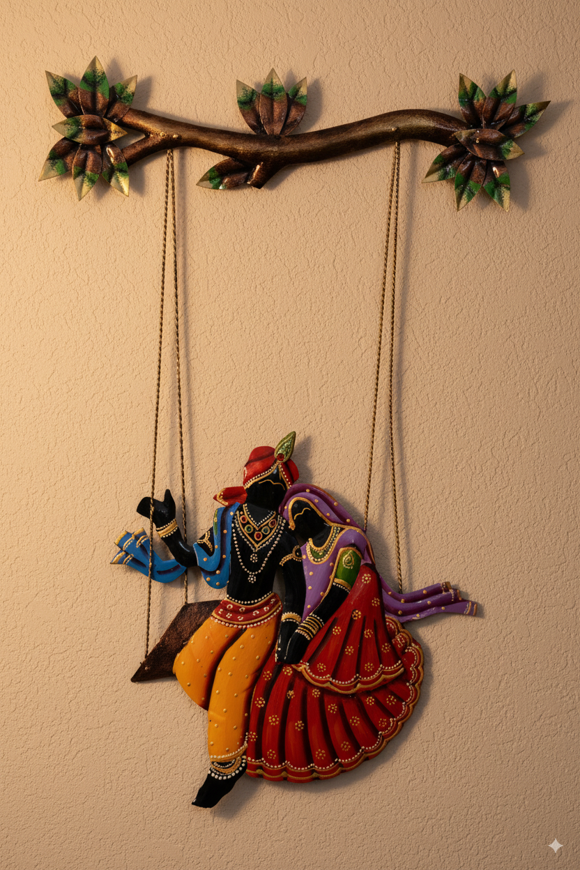 Radha Krishna Iron Swing Home Decoration for Living Room & Pooja Room