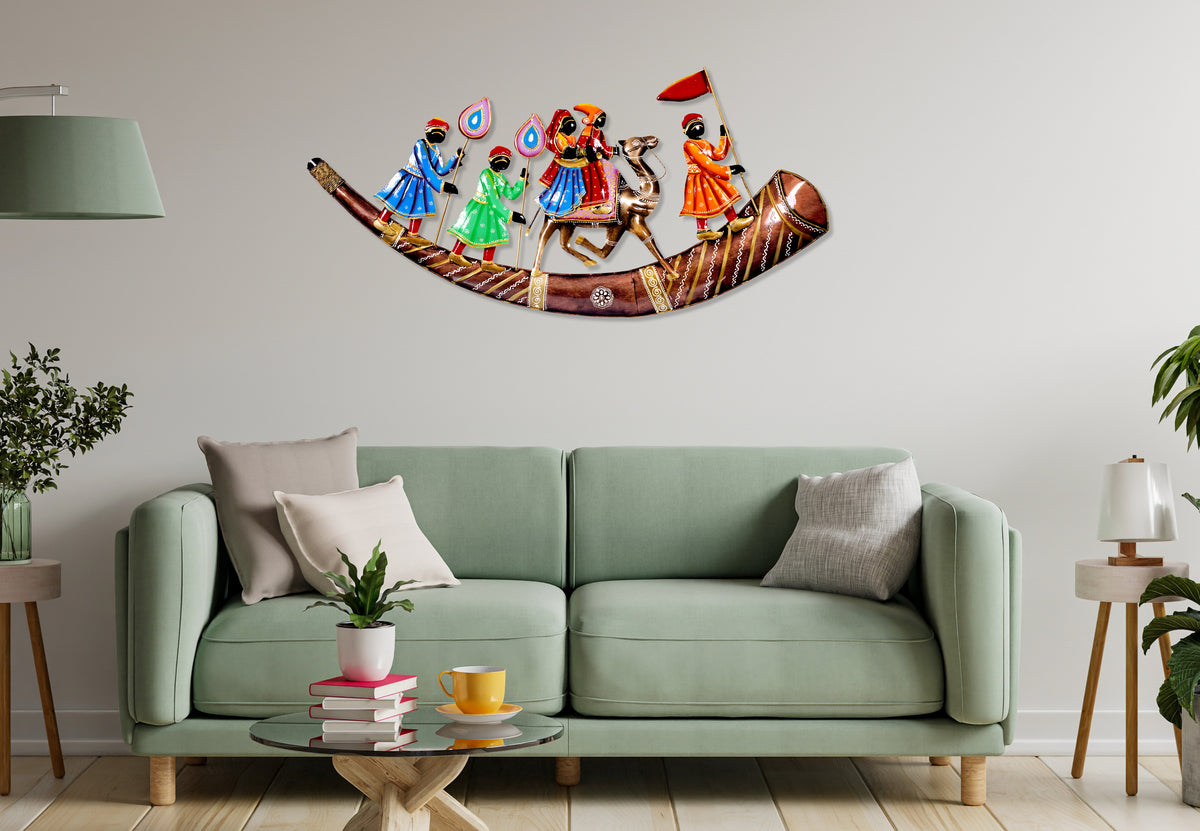 Metal Camel Ship Wall Hanging for Home Decor and Office