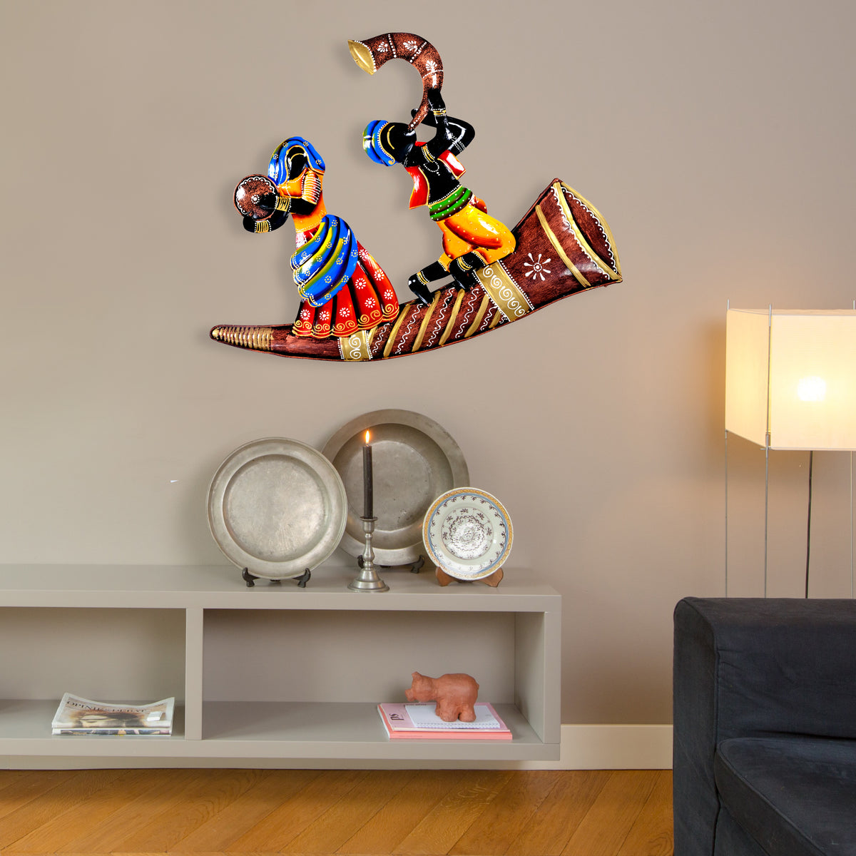 Metal Musician Tribal Wall Art for Home Decor & Living Room