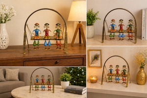 Emboss Musician Dolls Swing Tabletop Showpiece for Home Decor