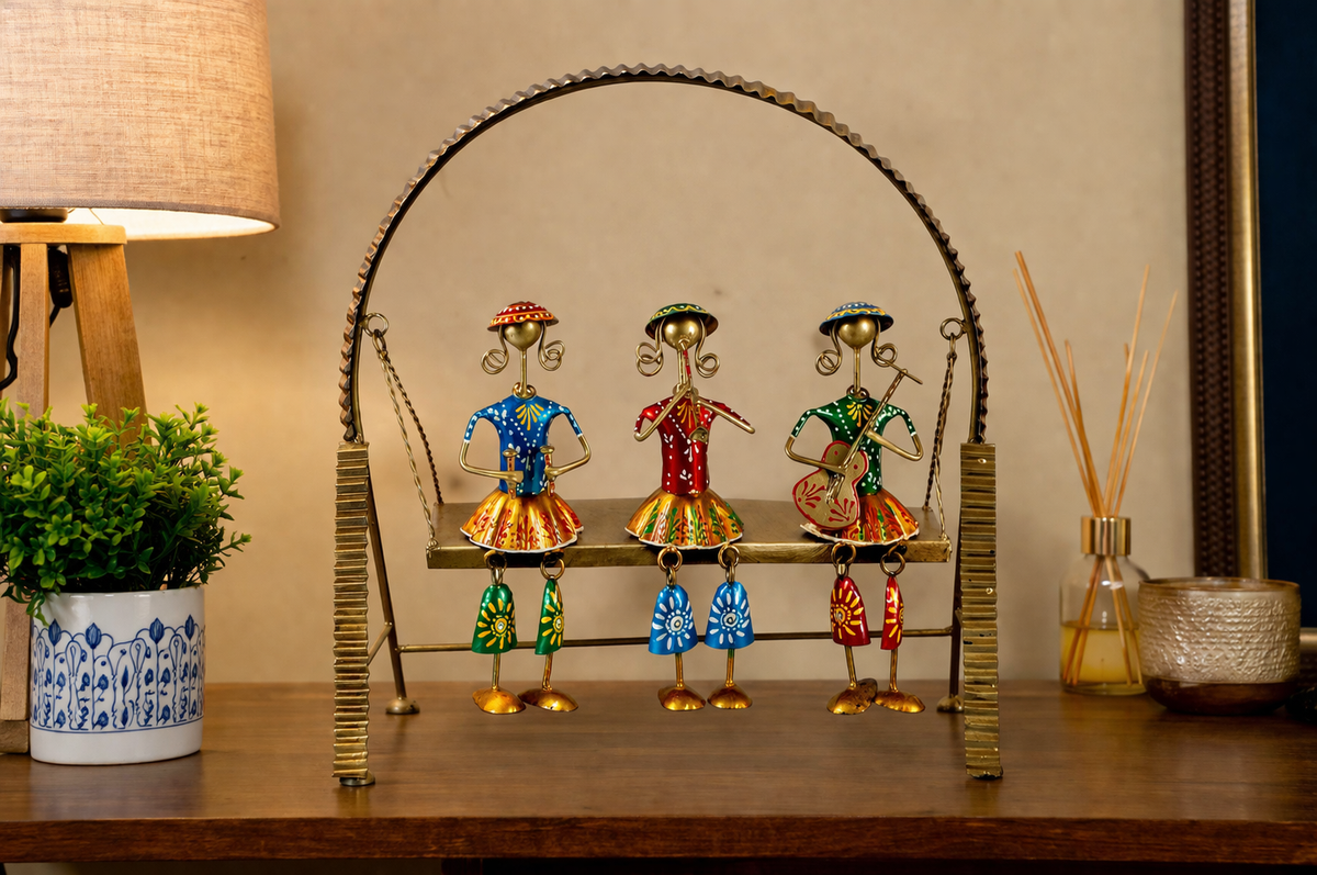 Emboss Musician Dolls Swing Tabletop Showpiece for Home Decor