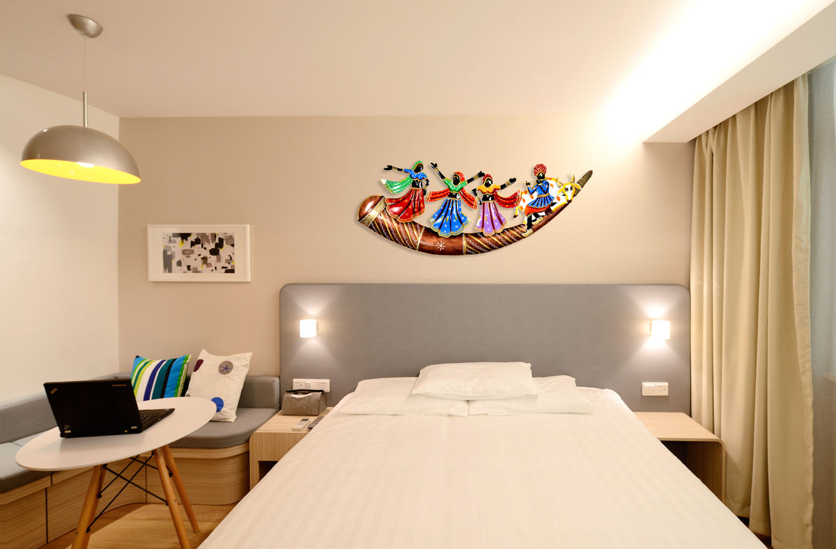 Metal Radha Krishna Cow Wall Decor for Living Room & Bedroom