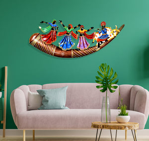 Metal Radha Krishna Cow Wall Decor for Living Room & Bedroom