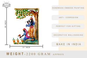Metal Radha Krishna Tree Wall Art for Living Room & Bedroom