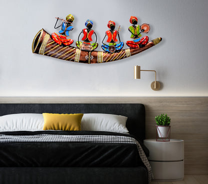 Craftowl Handmade Rajasthani Musician Metal Wall Art | Indian Folk Wall Hanging | Tribal Home Decor for Living Room