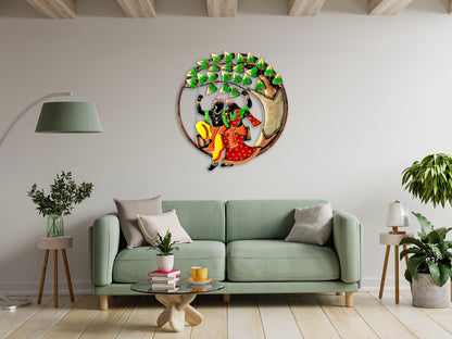 Radha Krishna Swing Metal Wall Decor for Bedroom & Living Room