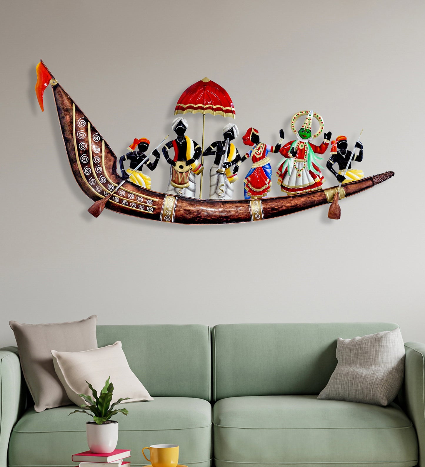 Metal Musician Ship Wall Hanging for Home Decor 36 x 14 inch